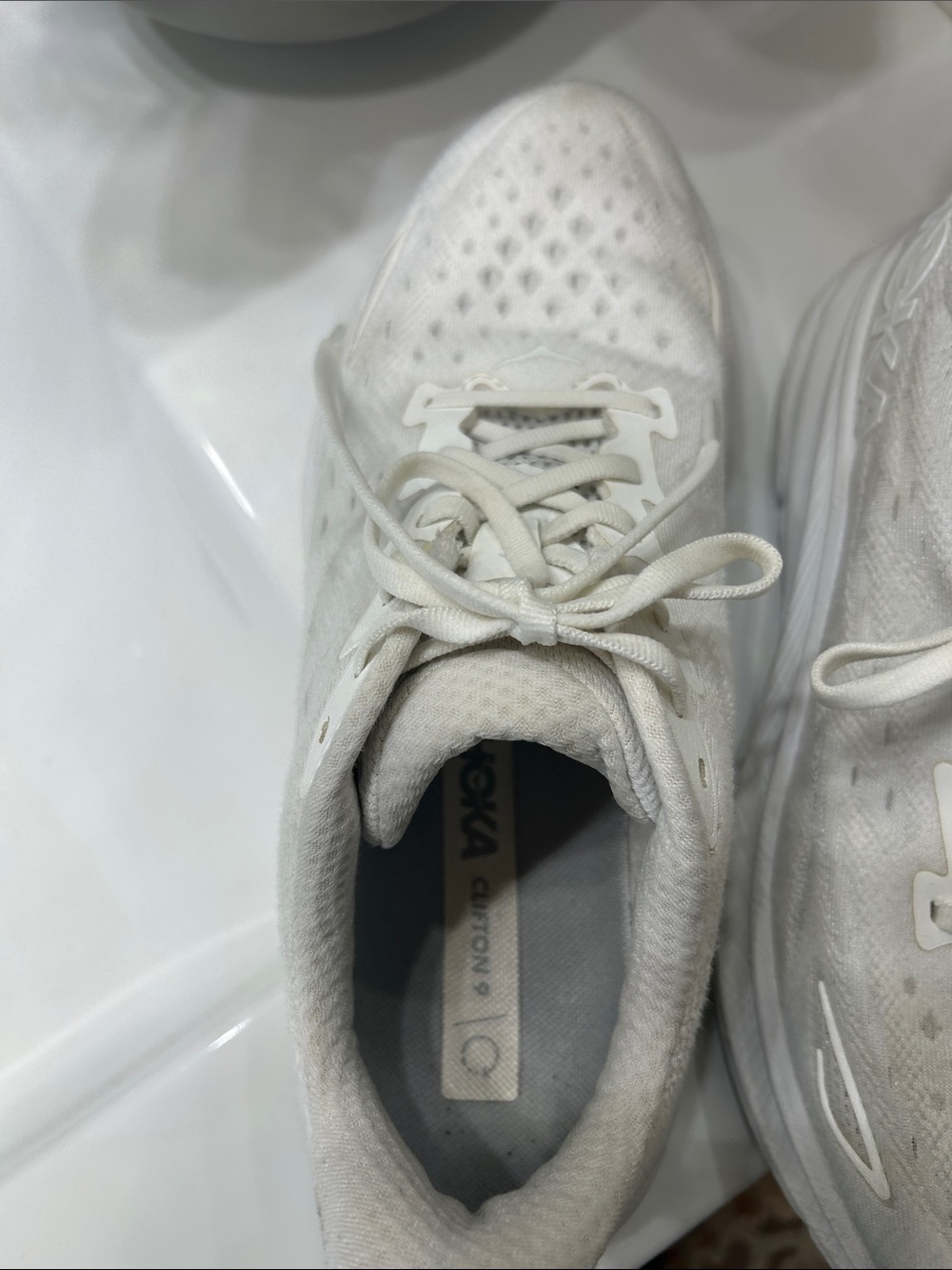 Hoka White Women's Running Sneakers Clifton 9 - Picture 3 of 7